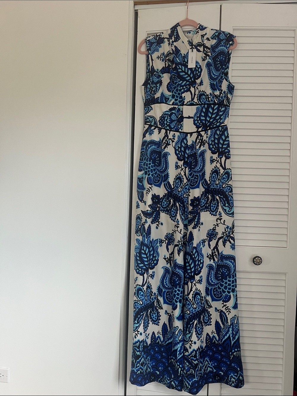 Blue & White Floral Sleeveless Maxi Dress
